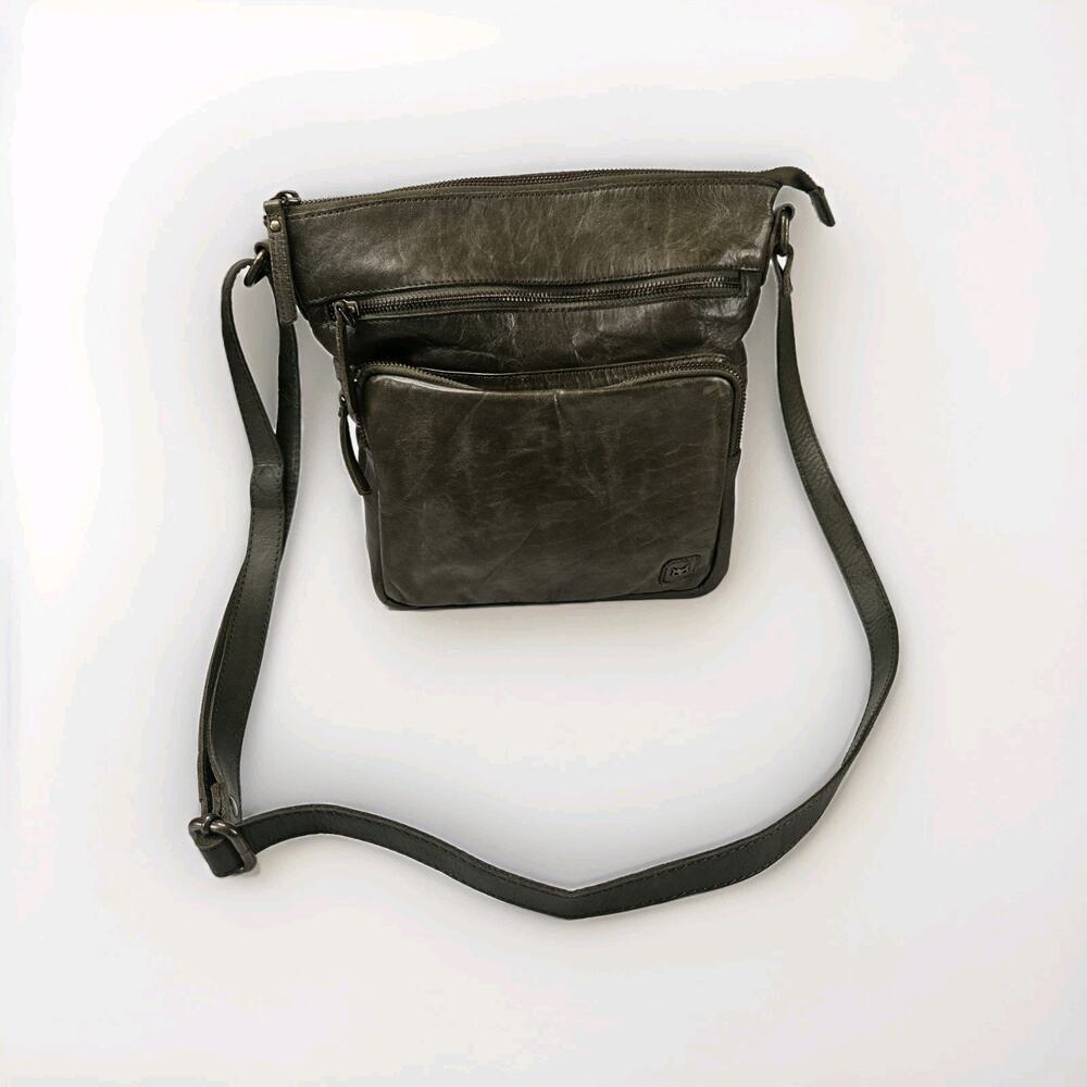Wise Owl Genuine Leather Crossbody Handbag Purse Olive Green Boho Western